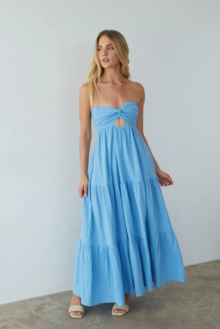 Della Twist Linen Maxi Dress