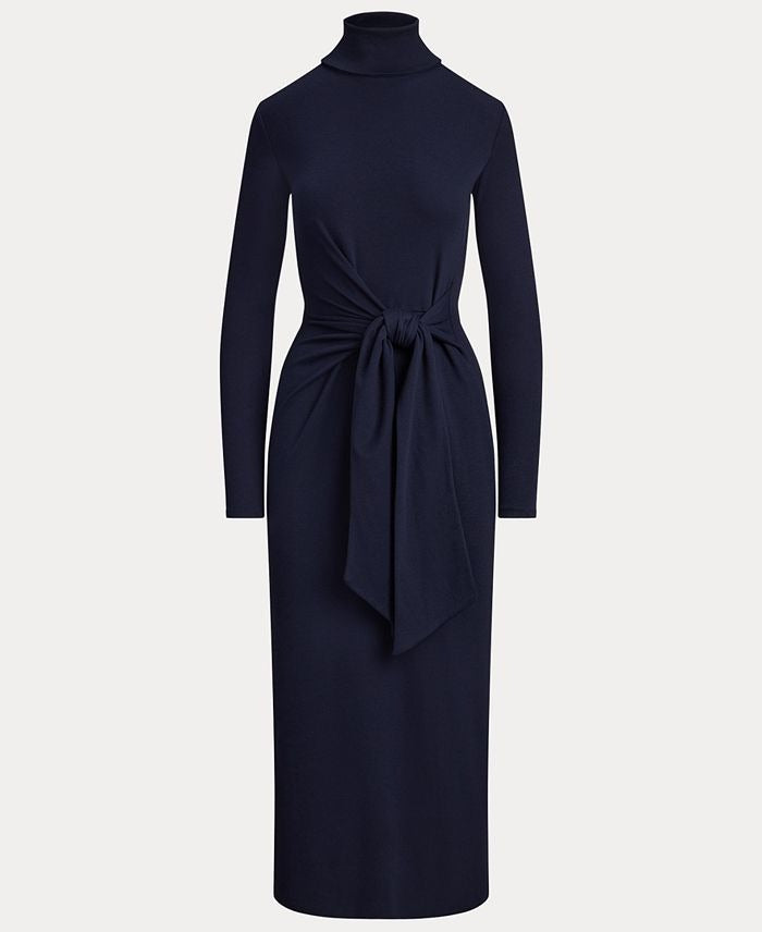 Lauren Ralph Lauren Women's Tie-Front Turtle Neck Dress
