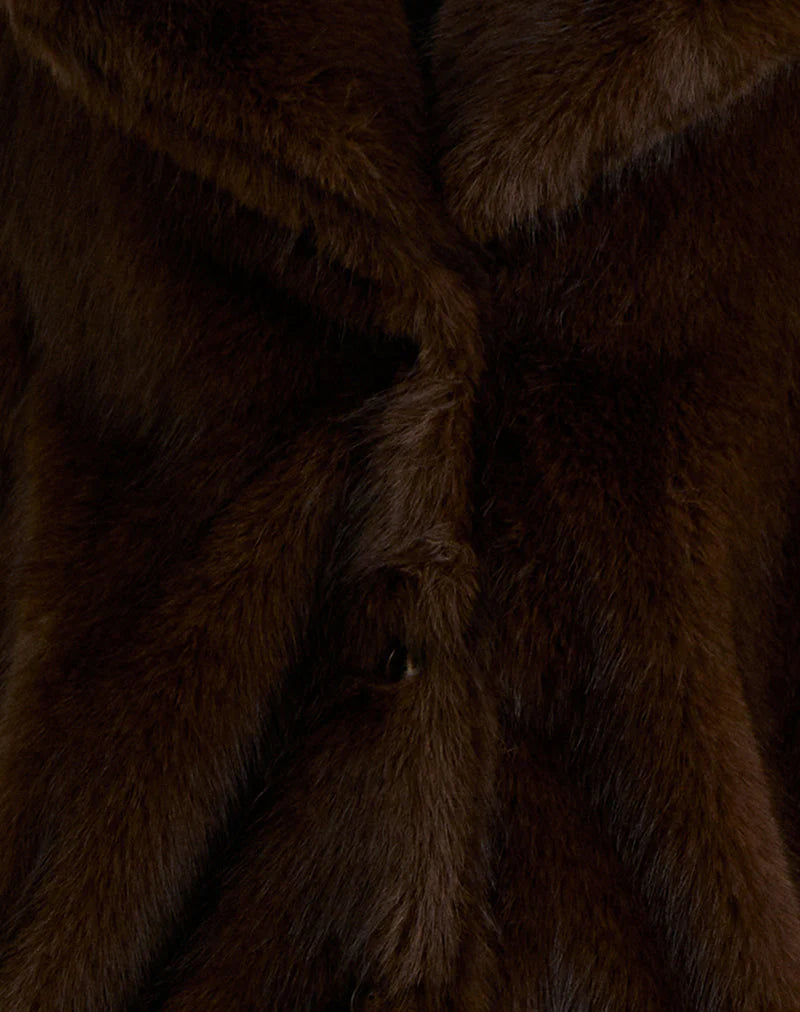 Pepita Jacket in Faux Fur Dark Brown