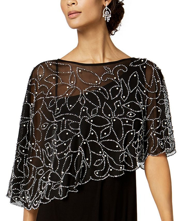MSK Women's Boat-Neck Embellished-Cape Jersey-Knit Gow